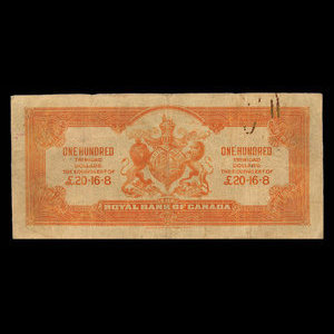 Trinité, Banque Royale du Canada, 100 dollars : 2 janvier 1920