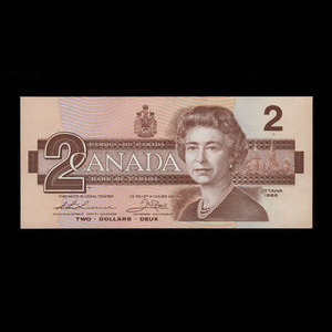 Canada, Banque du Canada, 2 dollars : 1986