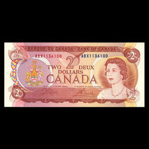 Canada, Banque du Canada, 2 dollars : 1974