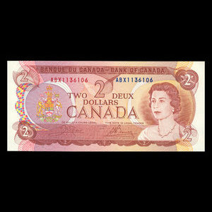 Canada, Banque du Canada, 2 dollars : 1974