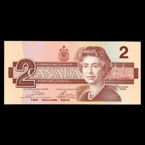 Canada, Banque du Canada, 2 dollars : 1986