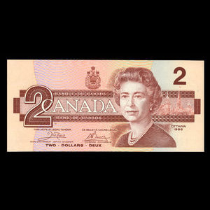 Canada, Banque du Canada, 2 dollars : 1986