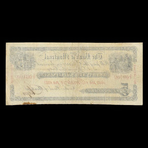 Canada, Banque de Montréal, 5 dollars : 1 février 1853