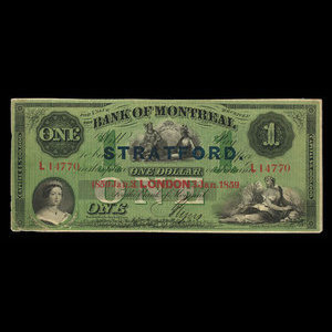 Canada, Banque de Montréal, 1 dollar : 3 janvier 1859