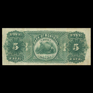 Canada, Banque de Montréal, 5 dollars : 2 janvier 1888