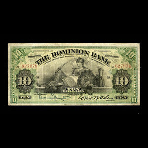 Canada, Dominion Bank, 10 dollars : 3 janvier 1910