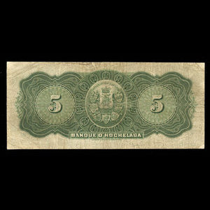 Canada, Banque d'Hochelaga, 5 piastres : 23 février 1911