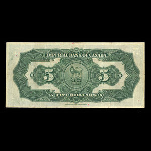 Canada, Imperial Bank of Canada, 5 dollars : 1 novembre 1933