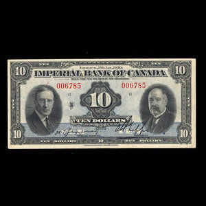 Canada, Imperial Bank of Canada, 10 dollars : 3 janvier 1939