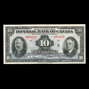 Canada, Imperial Bank of Canada, 10 dollars : 1 novembre 1934