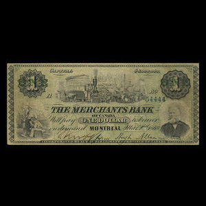 Canada, Merchants Bank of Canada (The), 1 dollar : 2 mars 1868