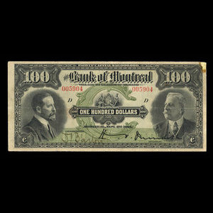 Canada, Banque de Montréal, 100 dollars : 3 novembre 1914