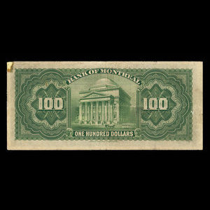 Canada, Banque de Montréal, 100 dollars : 3 novembre 1914