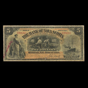 Canada, Banque Nouvelle-Écosse, 5 dollars : 1 juin 1898