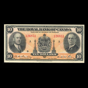 Canada, Banque Royale du Canada, 10 dollars : 2 janvier 1935