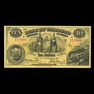 Canada, Bank of Toronto (The), 10 dollars : 2 janvier 1937