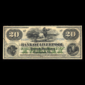 Canada, Bank of Liverpool, 20 dollars : 1 novembre 1871