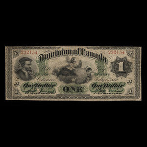 Canada, Dominion du Canada, 1 dollar : 1 juillet 1870