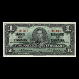 Canada, Banque du Canada, 1 dollar : 2 janvier 1937