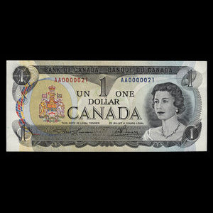 Canada, Banque du Canada, 1 dollar : 1973