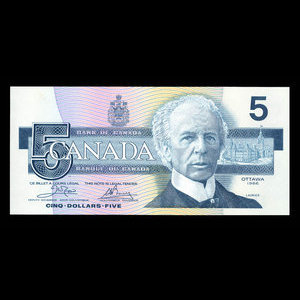 Canada, Banque du Canada, 5 dollars : 1986