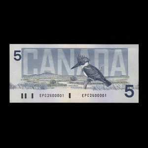 Canada, Banque du Canada, 5 dollars : 1986