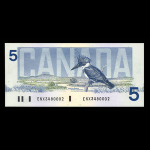 Canada, Banque du Canada, 5 dollars : 1986