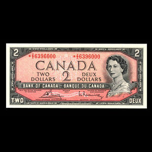 Canada, Banque du Canada, 2 dollars : 1954