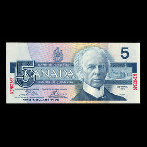 Canada, Banque du Canada, 5 dollars : 1986