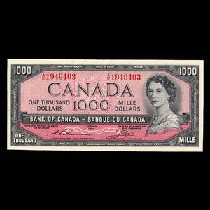 Canada, Banque du Canada, 1,000 dollars : 1954