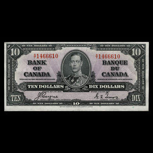 Canada, Banque du Canada, 10 dollars : 2 janvier 1937