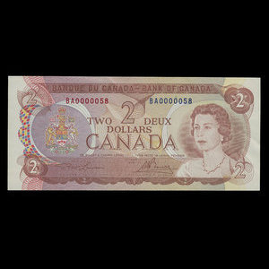 Canada, Banque du Canada, 2 dollars : 1974