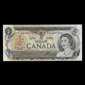 Canada, Banque du Canada, 1 dollar : 1973