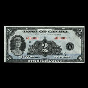 Canada, Banque du Canada, 2 dollars : 1935