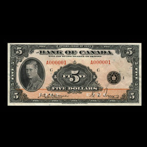 Canada, Banque du Canada, 5 dollars : 1935