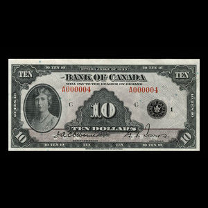 Canada, Banque du Canada, 10 dollars : 1935