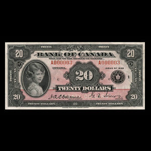 Canada, Banque du Canada, 20 dollars : 1935