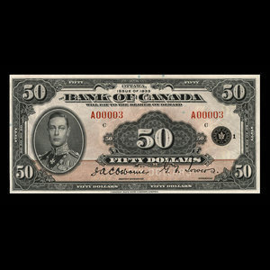 Canada, Banque du Canada, 50 dollars : 1935