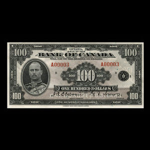 Canada, Banque du Canada, 100 dollars : 1935