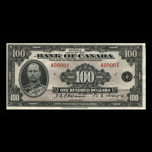 Canada, Banque du Canada, 100 dollars : 1935