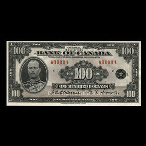 Canada, Banque du Canada, 100 dollars : 1935