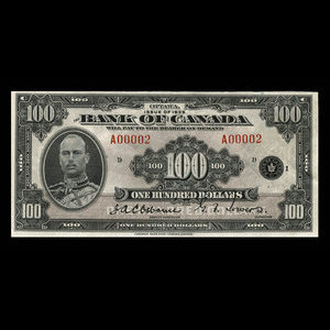 Canada, Banque du Canada, 100 dollars : 1935