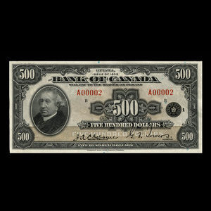 Canada, Banque du Canada, 500 dollars : 1935