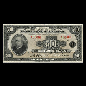 Canada, Banque du Canada, 500 dollars : 1935