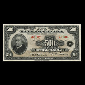 Canada, Banque du Canada, 500 dollars : 1935