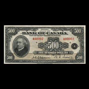 Canada, Banque du Canada, 500 dollars : 1935