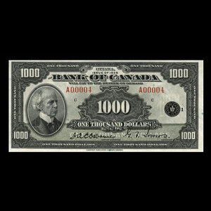 Canada, Banque du Canada, 1,000 dollars : 1935