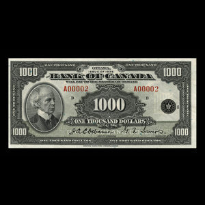 Canada, Banque du Canada, 1,000 dollars : 1935