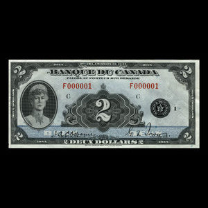 Canada, Banque du Canada, 2 dollars : 1935