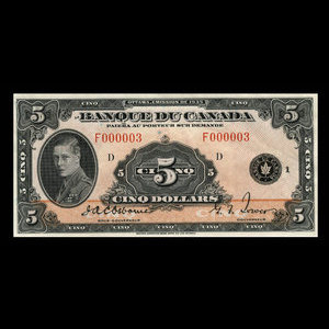 Canada, Banque du Canada, 5 dollars : 1935